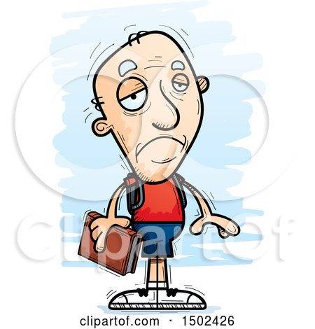 Clipart of a Sad White Senior Male Community College Student - Royalty Free Vector Illustration by Cory Thoman
