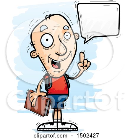 Clipart of a Talking White Senior Male Community College Student - Royalty Free Vector Illustration by Cory Thoman