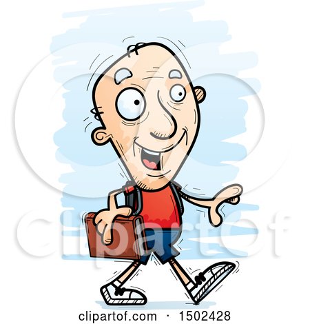 Clipart of a Walking White Senior Male Community College Student - Royalty Free Vector Illustration by Cory Thoman