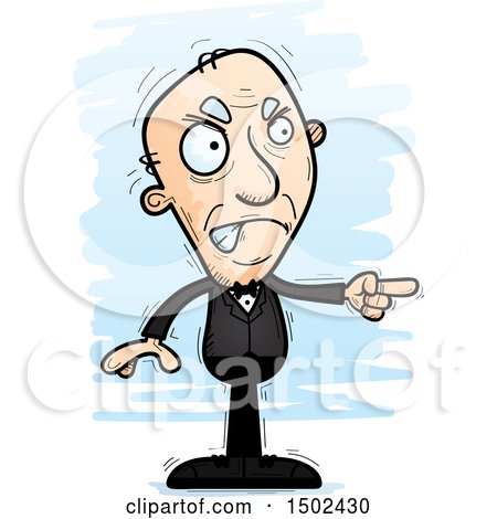 Clipart of a Mad Pointing Caucasian Senior Man in a Tuxedo - Royalty Free Vector Illustration by Cory Thoman