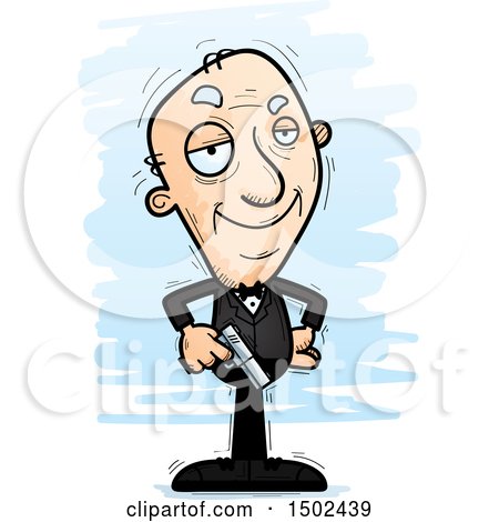 Clipart of a Confident Caucasian Senior Male Spy - Royalty Free Vector Illustration by Cory Thoman