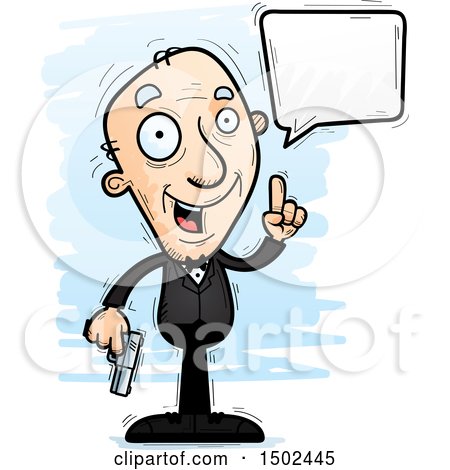 Clipart of a Talking Caucasian Senior Male Spy - Royalty Free Vector Illustration by Cory Thoman