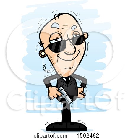 Clipart of a Confident Caucasian Senior Man Secret Service Agent - Royalty Free Vector Illustration by Cory Thoman