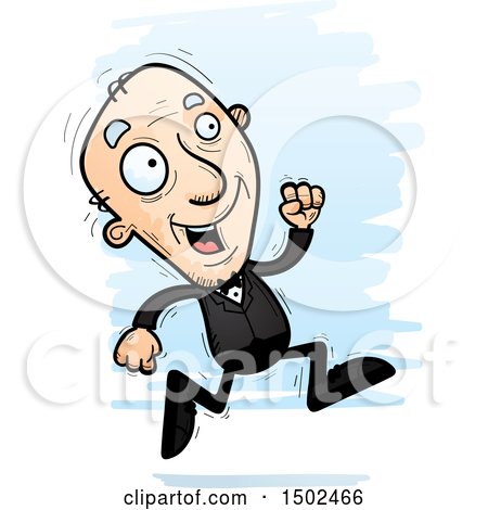 Clipart of a Running Caucasian Senior Man in a Tuxedo - Royalty Free Vector Illustration by Cory Thoman
