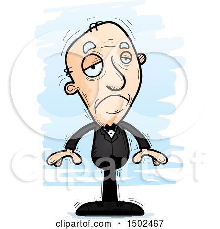 Clipart of a Sad Caucasian Senior Man in a Tuxedo - Royalty Free Vector Illustration by Cory Thoman