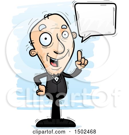 Clipart of a Talking Caucasian Senior Man in a Tuxedo - Royalty Free Vector Illustration by Cory Thoman