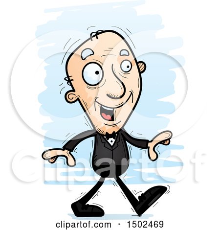 Clipart of a Walking Caucasian Senior Man in a Tuxedo - Royalty Free Vector Illustration by Cory Thoman