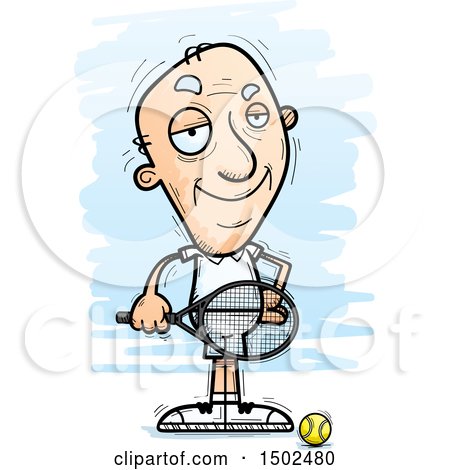 Clipart of a Confident Caucasian Senior Male Tennis Player - Royalty Free Vector Illustration by Cory Thoman