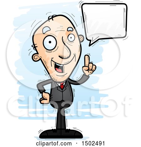 Clipart of a Talking Caucasian Senior Business Man - Royalty Free Vector Illustration by Cory Thoman