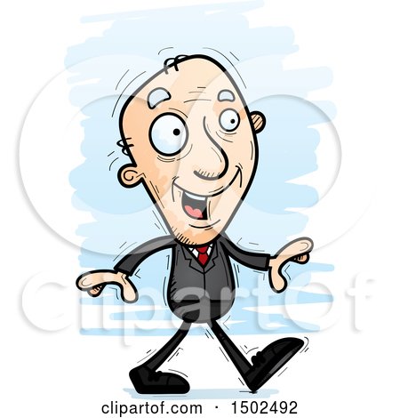 Clipart of a Walking Caucasian Senior Business Man - Royalty Free Vector Illustration by Cory Thoman