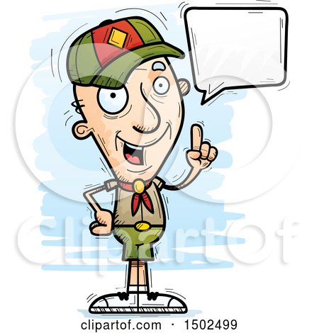 Clipart of a Talking White Senior Male Scout - Royalty Free Vector Illustration by Cory Thoman