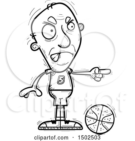 Clipart of a Mad Pointing Senior Male Basketball Player - Royalty Free Vector Illustration by Cory Thoman