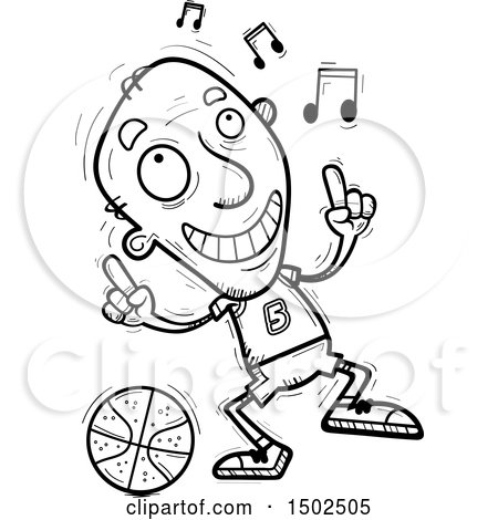Clipart of a Senior Male Basketball Player Doing a Happy Dance| Royalty Free Vector Illustration by Cory Thoman