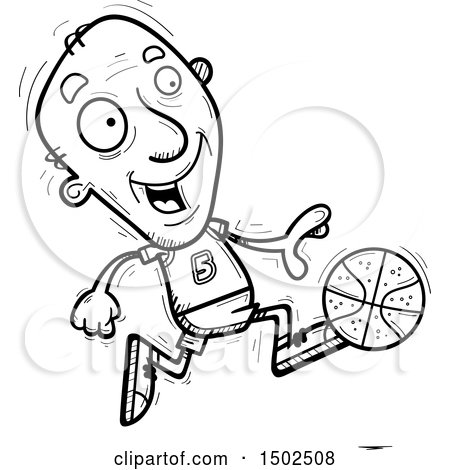 Clipart of a Running Senior Male Basketball Player - Royalty Free Vector Illustration by Cory Thoman