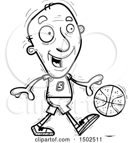 Clipart of a Dribbling Senior Male Basketball Player - Royalty Free Vector Illustration by Cory Thoman
