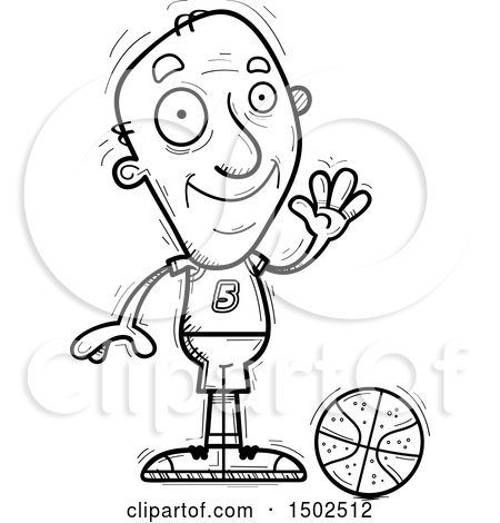 Clipart of a Waving Senior Male Basketball Player - Royalty Free Vector Illustration by Cory Thoman