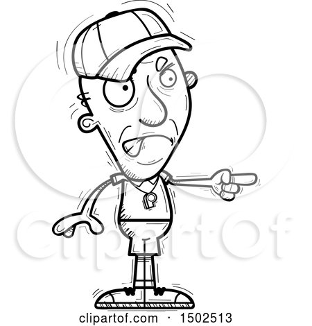 Clipart of a Mad Pointing Senior Male Coach - Royalty Free Vector Illustration by Cory Thoman