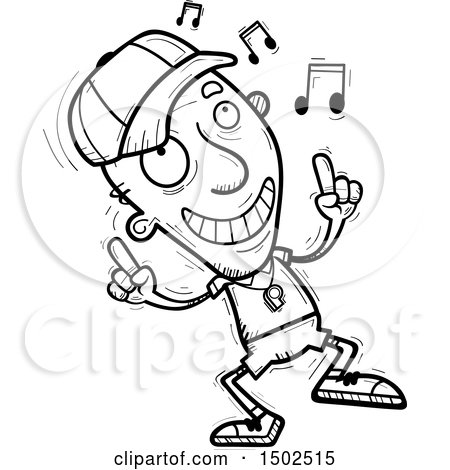 Clipart of a Senior Male Coach Doing a Happy Dance - Royalty Free Vector Illustration by Cory Thoman