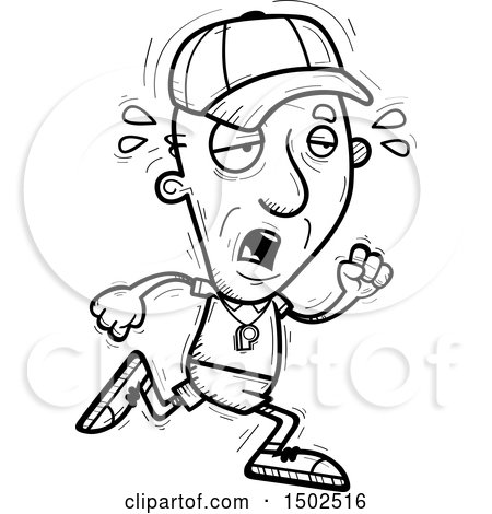 Clipart of a Tired Running Senior Male Coach - Royalty Free Vector Illustration by Cory Thoman