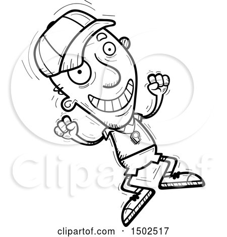 Clipart of a Jumping Senior Male Coach - Royalty Free Vector Illustration by Cory Thoman