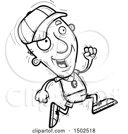 Clipart of a Running Senior Male Coach - Royalty Free Vector Illustration by Cory Thoman