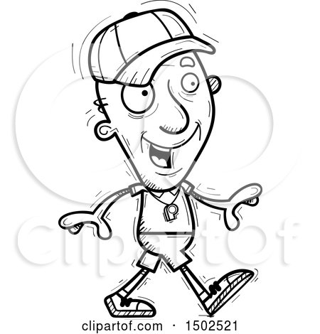 Clipart of a Walking Senior Male Coach - Royalty Free Vector Illustration by Cory Thoman