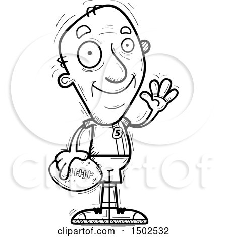 Clipart of a Waving Senior Male Football Player - Royalty Free Vector Illustration by Cory Thoman