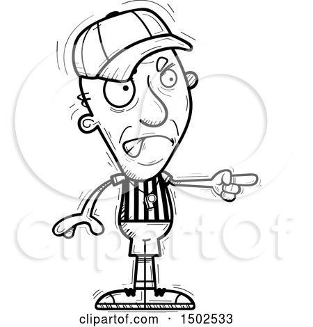 Clipart of a Mad Pointing Senior Male Referee - Royalty Free Vector Illustration by Cory Thoman
