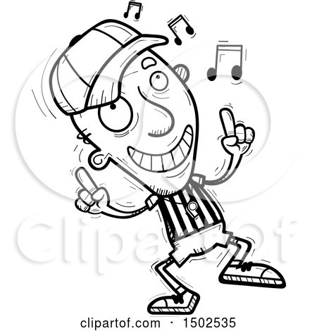 Clipart of a Senior Male Referee Doing a Happy Dance - Royalty Free Vector Illustration by Cory Thoman