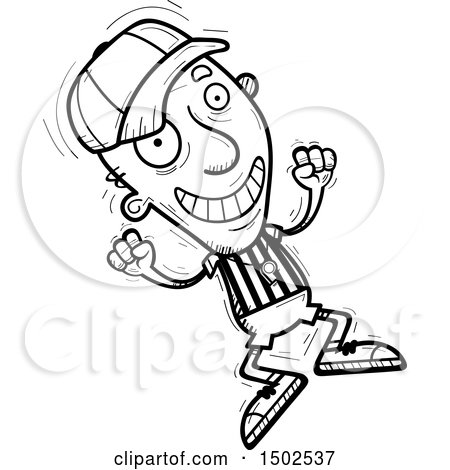 Clipart of a Jumping Senior Male Referee - Royalty Free Vector Illustration by Cory Thoman