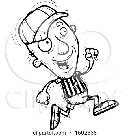 Clipart of a Running Senior Male Referee - Royalty Free Vector Illustration by Cory Thoman