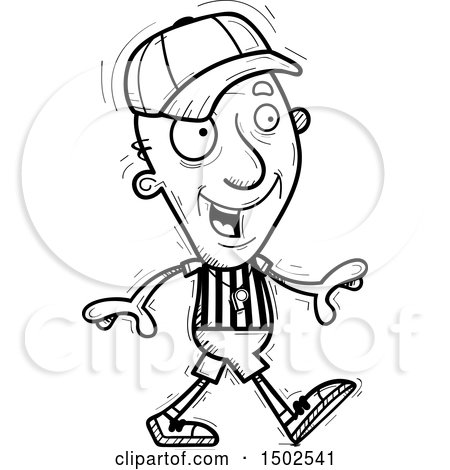 Clipart of a Walking Senior Male Referee - Royalty Free Vector Illustration by Cory Thoman