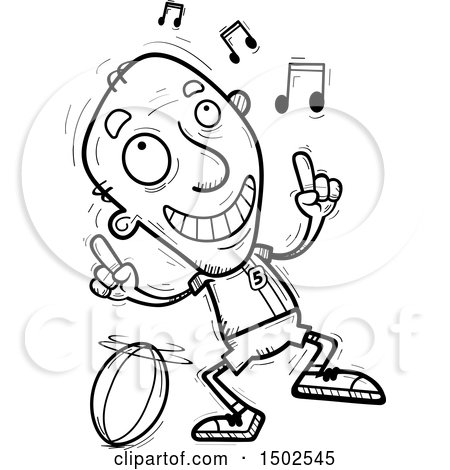 Clipart of a Senior Male Rugby Player Doing a Happy Dance - Royalty Free Vector Illustration by Cory Thoman