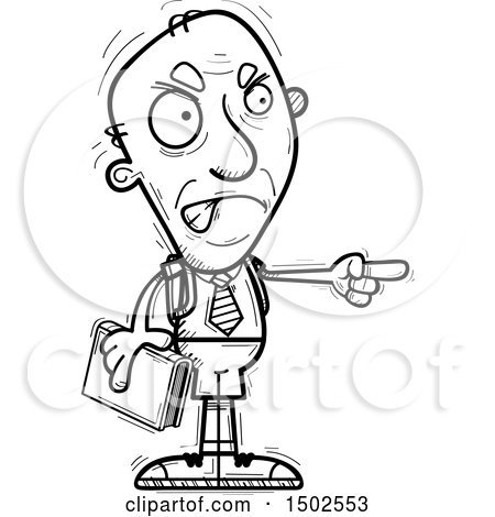 Clipart of a Mad Pointing Senior Male College Student - Royalty Free Vector Illustration by Cory Thoman
