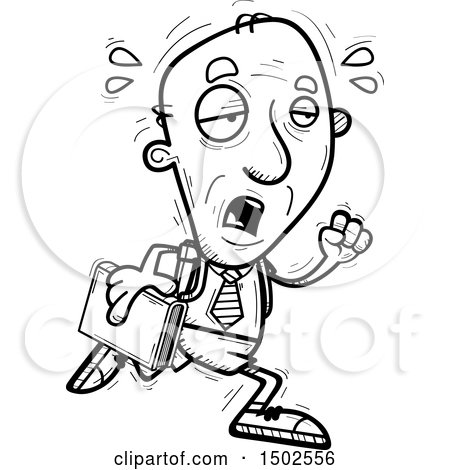 Clipart of a Tired Running Senior Male College Student - Royalty Free Vector Illustration by Cory Thoman