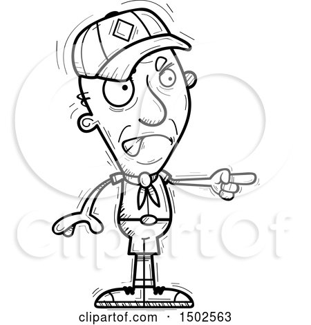 Clipart of a Mad Pointing Senior Male Scout - Royalty Free Vector Illustration by Cory Thoman