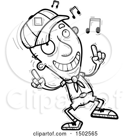 Clipart of a Senior Male Scout Doing a Happy Dance - Royalty Free Vector Illustration by Cory Thoman