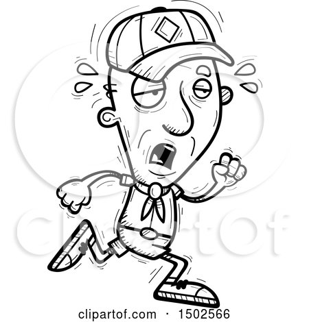 Clipart of a Tired Running Senior Male Scout - Royalty Free Vector Illustration by Cory Thoman