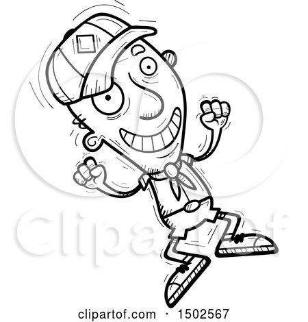 Clipart of a Jumping Senior Male Scout - Royalty Free Vector Illustration by Cory Thoman