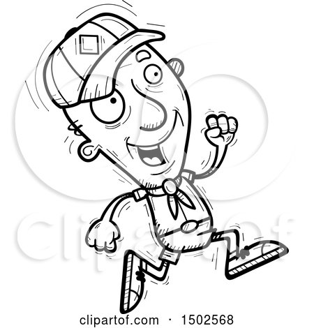 Clipart of a Running Senior Male Scout - Royalty Free Vector Illustration by Cory Thoman