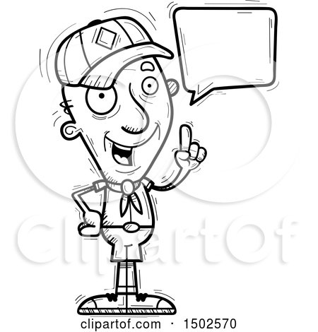 Clipart of a Talking Senior Male Scout - Royalty Free Vector Illustration by Cory Thoman