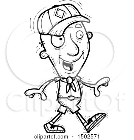 Clipart of a Walking Senior Male Scout - Royalty Free Vector Illustration by Cory Thoman