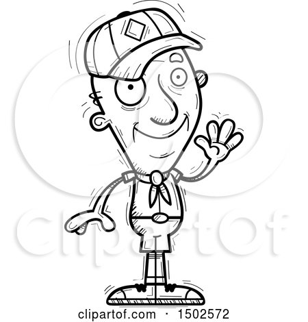 Clipart of a Waving Senior Male Scout - Royalty Free Vector Illustration by Cory Thoman