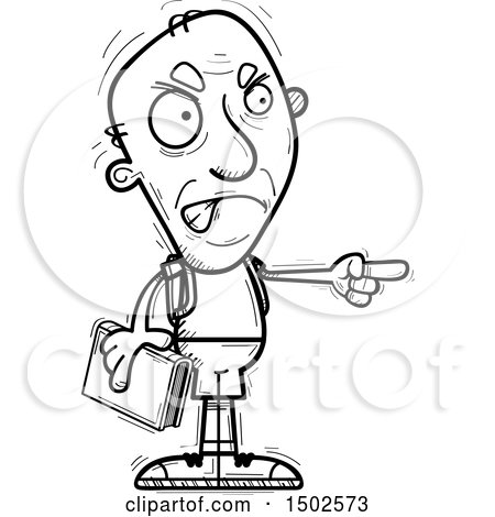 Clipart of a Mad Pointing Senior Male Community College Student - Royalty Free Vector Illustration by Cory Thoman