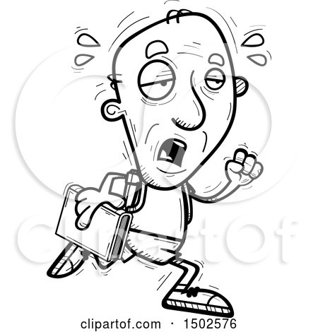 Clipart of a Tired Running Senior Male Community College Student - Royalty Free Vector Illustration by Cory Thoman