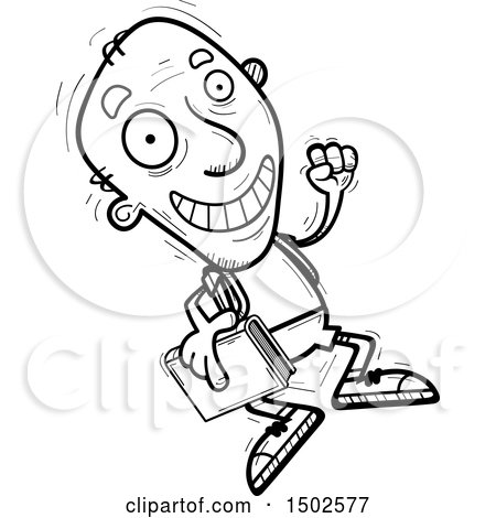 Clipart of a Jumping Senior Male Community College Student - Royalty Free Vector Illustration by Cory Thoman