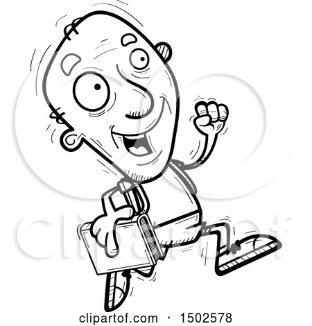 Clipart of a Running Senior Male Community College Student - Royalty Free Vector Illustration by Cory Thoman
