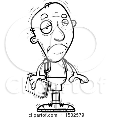 Clipart of a Sad Senior Male Community College Student - Royalty Free Vector Illustration by Cory Thoman