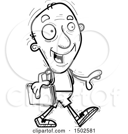 Clipart of a Walking Senior Male Community College Student - Royalty Free Vector Illustration by Cory Thoman