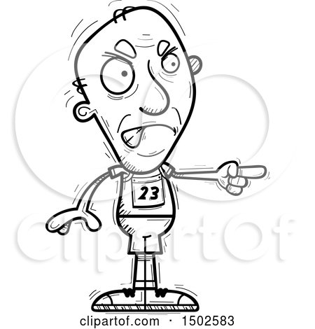 Clipart of a Mad Pointing Senior Male Track and Field Athlete - Royalty Free Vector Illustration by Cory Thoman